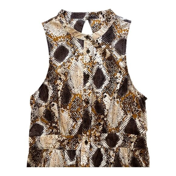 Maeve by Anthropologie Snake-Printed Maxi Button Front Back Cutout Dress Size 2 - Picture 3 of 13